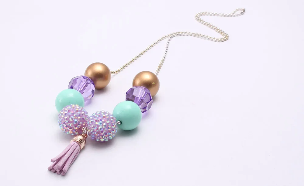 MHS. SUN/ожерелье для маленьких девочек с объемными бусинами, модное дизайнерское ожерелье с кисточками, детское ожерелье с бусинами из жевательной резинки, 1 шт./лот