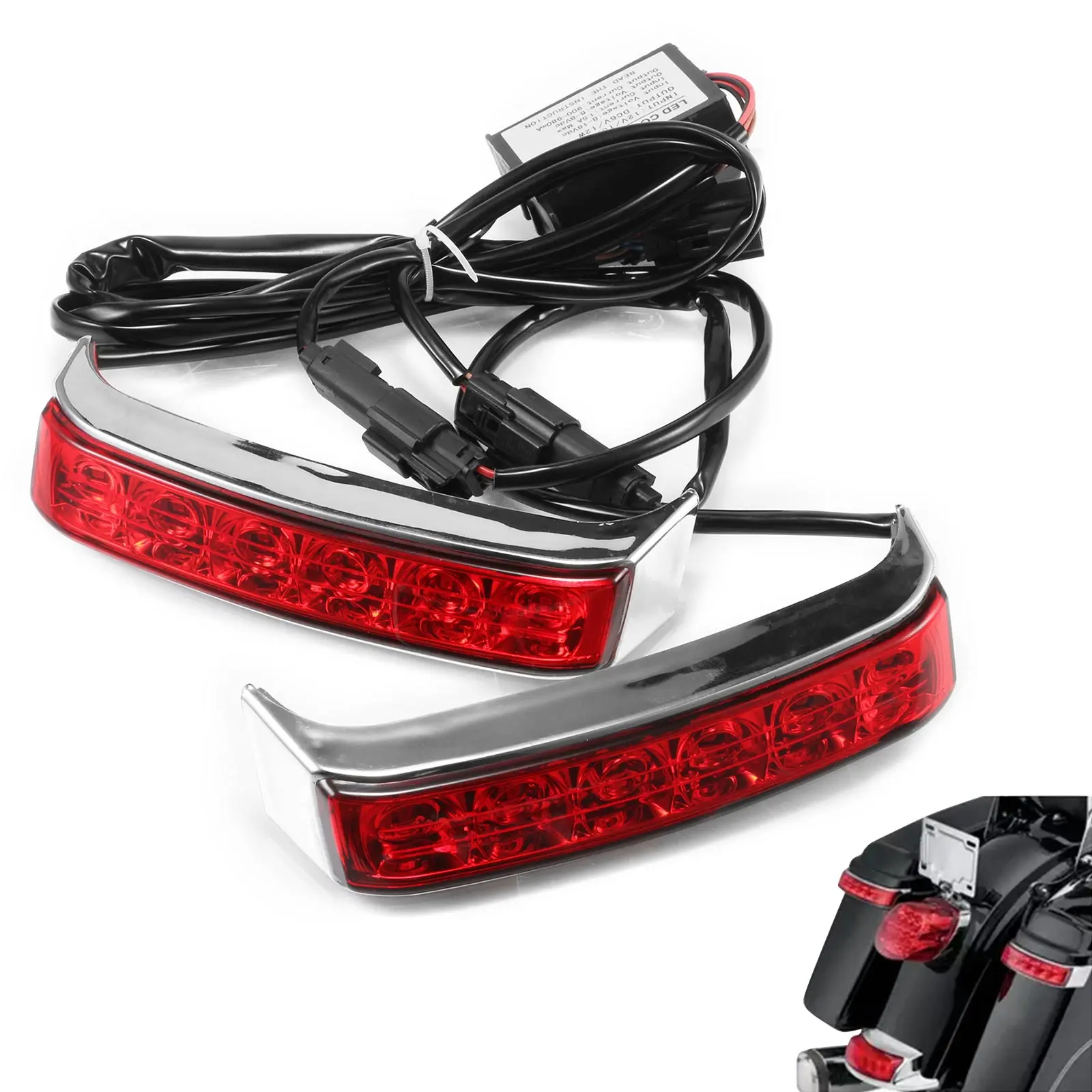 

Motorcycle Rear Saddlebag Housing Tail Run Brake Turn Light Lamp LED Len Taillight Red Lamp For Harley Street Glide