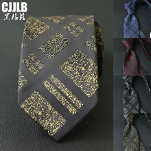 Мужской облегающий тонкий галстук 7 см, Модный классический мужской галстук с рисунком «Шотландка», повседневный костюм в шотландскую клетку, галстуки-бабочки, черный, красный, темно-синий, золотой галстук