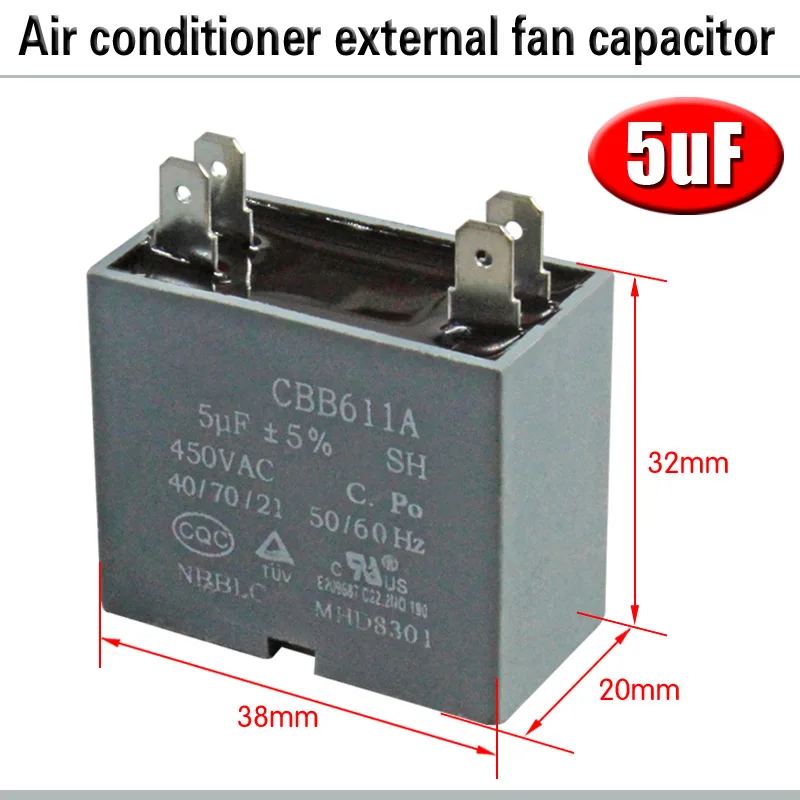CBB61 кондиционер наружный вентилятор стартовый конденсатор с алюминиевой крышкой, 1,5/2/2,5/3/3,5/4/5/6/8 мкФ 450 вольтным и конденсатор с алюминиевой крышкой 4 вставки электромагнитный пускатель