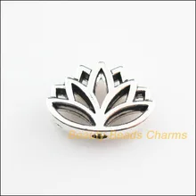 Новые 8 шт тибетские серебряные тона с цветочным принтом в виде лотоса Spacer Бусины 11x16 мм