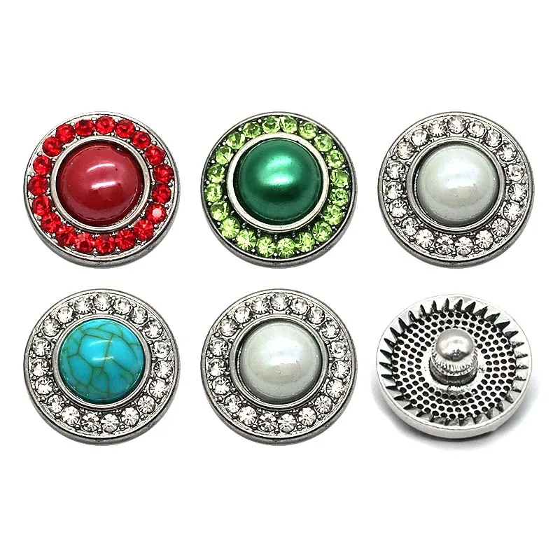 

Wholesale w272 turquois 18mm rhinestone metal snap button for Bracelet Necklace Jewelry For Women jewelry Fashion accessories