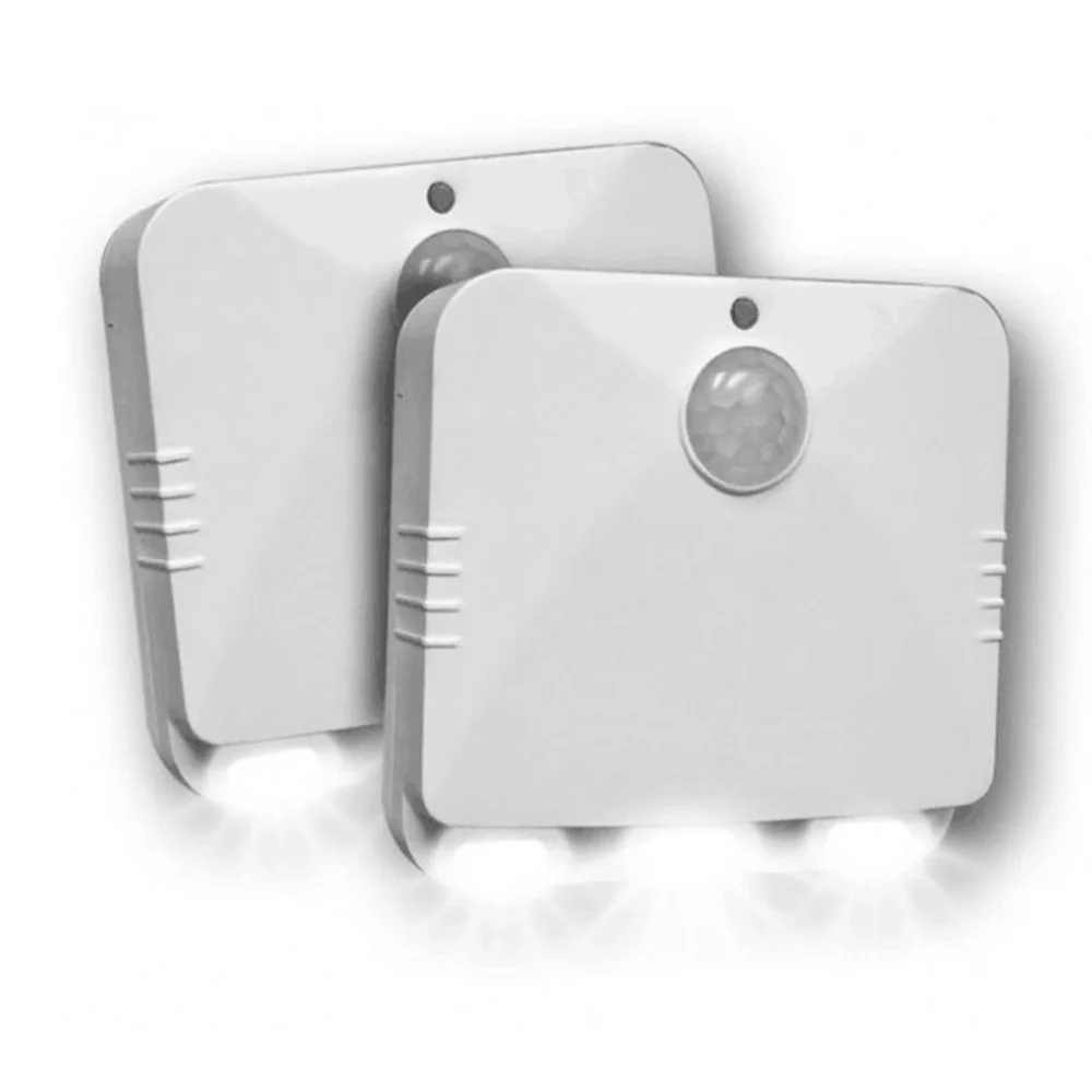 

2 Pcs Square Light Battery Operated Night Lamps LED Indoor Induction Light Motion Sensor Footlight for Stairs Step Staircase