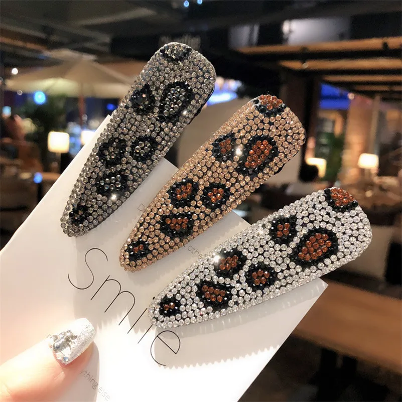 

Korean Rhinestone Leopard Hair Clips for Women Handmade Crystal Elegant Women Barrettes Hairpins BB Clip Girls Hair Accessories