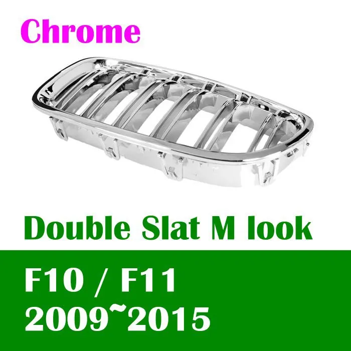 

DASH Chrome Double Slat M look front kidney grille for BMW 2011~2014 F10 F11 5-series Sedan Touring