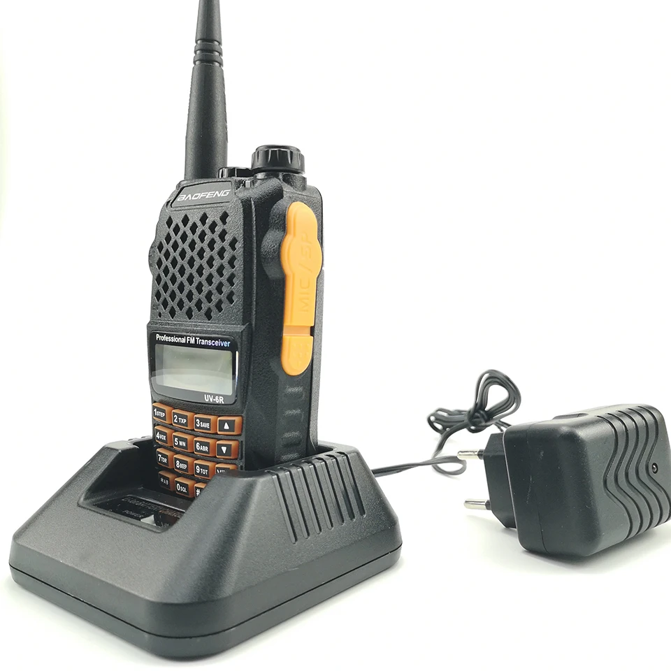 Baofeng UV-6R оранжевая клавиатура 7 Вт рация UHF VHF Двухдиапазонная UV 6R Walky Talky FM 128CH VOX Ham Радио UV6R для охотничьего радио