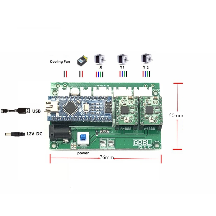 

GRBL control board DIY USB laser engraving machine micro 2-axis stepper motor drive control board 12v