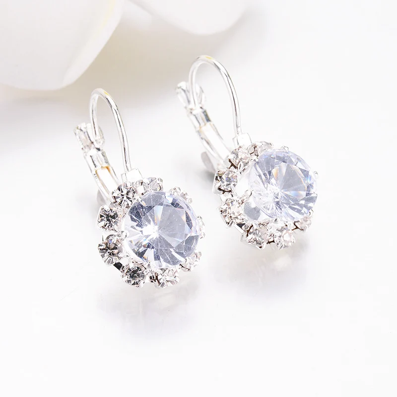 Новые свадебные ювелирные кристаллы 1 пара Циркония Большие Серьги с драгоценными камнями Синие стразы серьги для женщин pendient 6 цветов - Окраска металла: White