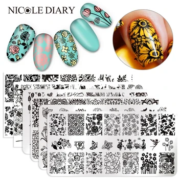 

6 Sheets/set 12*6cm Flower Nail Art Stamp Template Image Plate Floral Pattern Stamping Plate