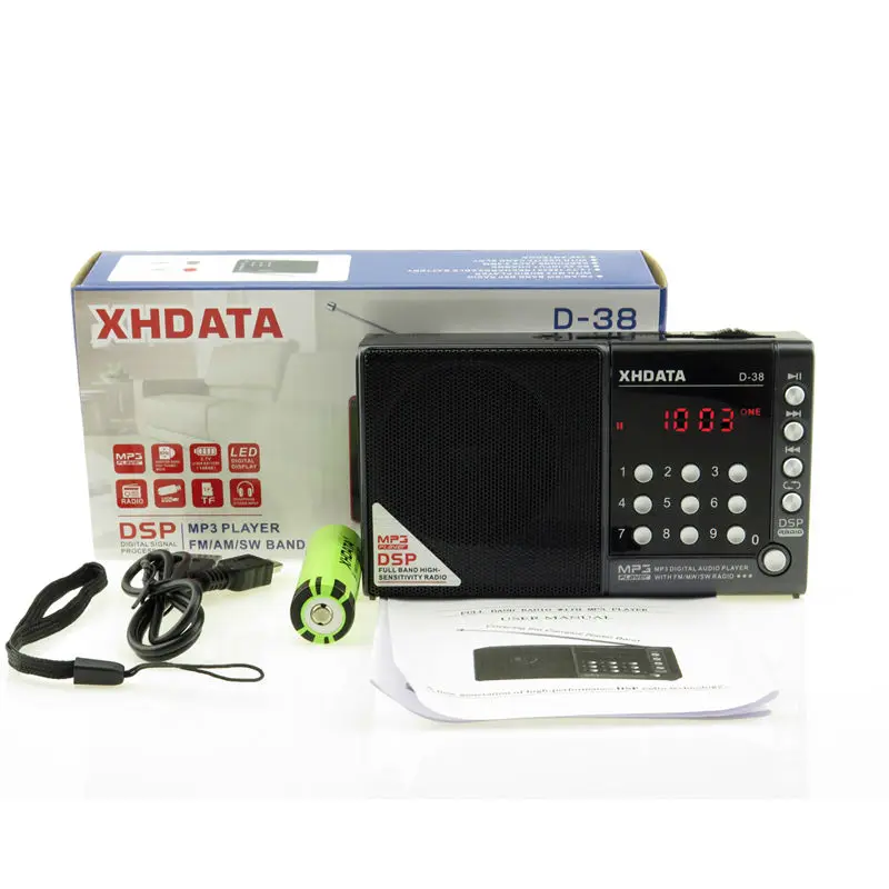 XHDATA D-38 FM стерео радио MW/SW/MP3-плеер экран DSP Vollband портативное радио(английский/немецкий/японский/русский Руководство пользователя