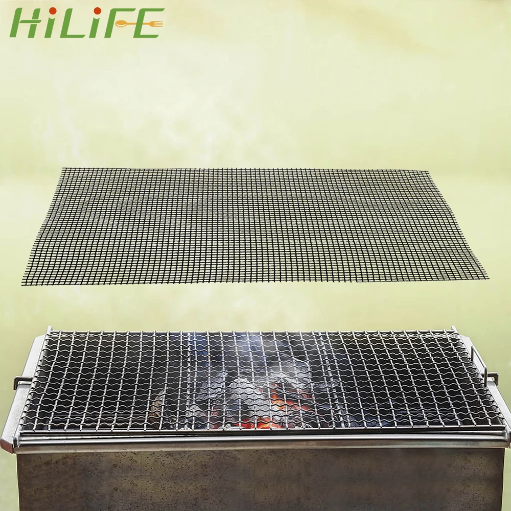 

HILIFE Roaster Barbecue Grid Grilling Mat High Temperature Resistance Steamer Mat Pizza Mat Black Non-stick
