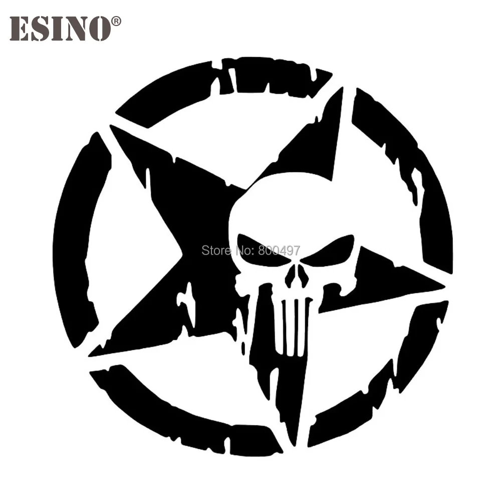 

The Punisher Skull Car Styling Pentagram Reflective Vinyl Auto Decal Cartoon Car Sticker on the Whole Body for Auto Assessories