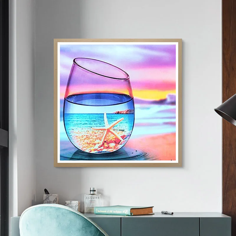 5D Diamond Painting Landscape Bottle Glass Scenery Diamond Embroidery Sunset Cross Stitch Mosaic Needlework Home Decor