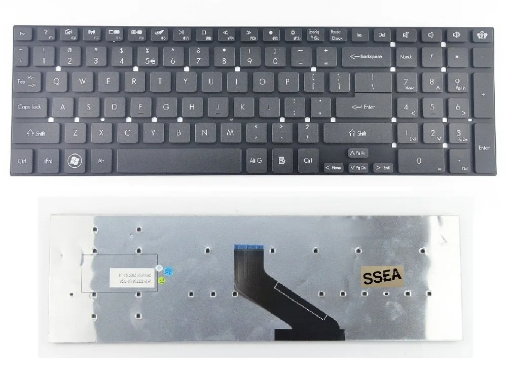 SSEA New US Keyboard for without Frame for Gateway NV55S NV57H NV75S NV77H NV55S05u NV55S04u