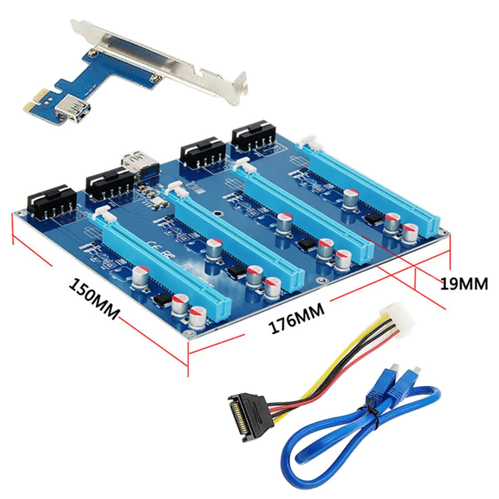 PCI E X1 TO 4PCI E X16 Expansion Kit 1 to 4 Port PCI Express Switch ...