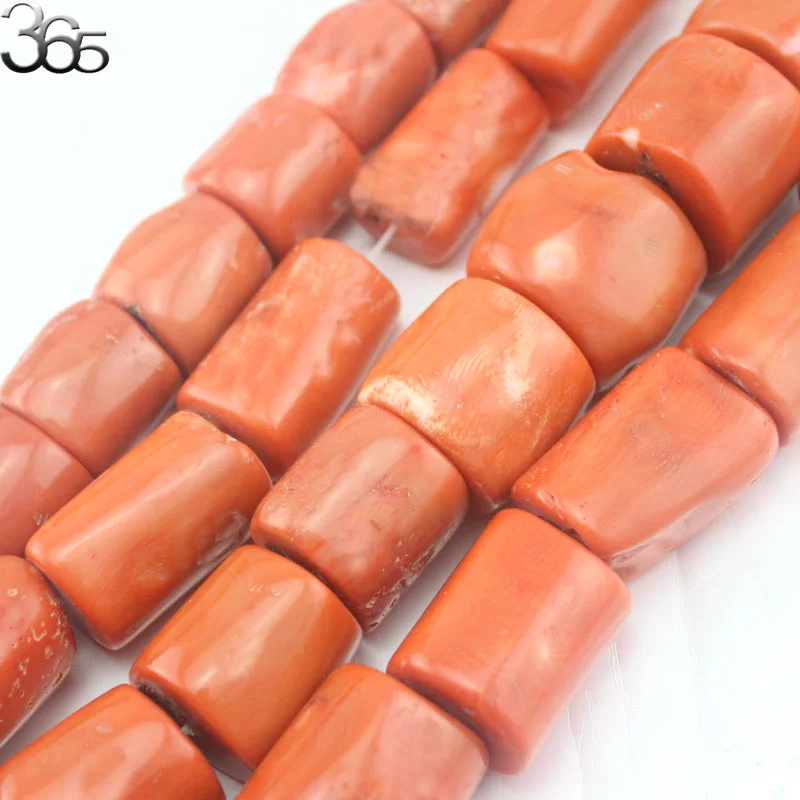 

Free Shipping 100% Real Freeform Column Orange Coral Jewelry Making Gems Large Coral Beads Strand 15"