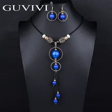 Guvivi, массивное круглое длинное ожерелье, серьги, наборы для женщин, Модный Ювелирный Набор, опт, свитер, ожерелье, наборы, подарки