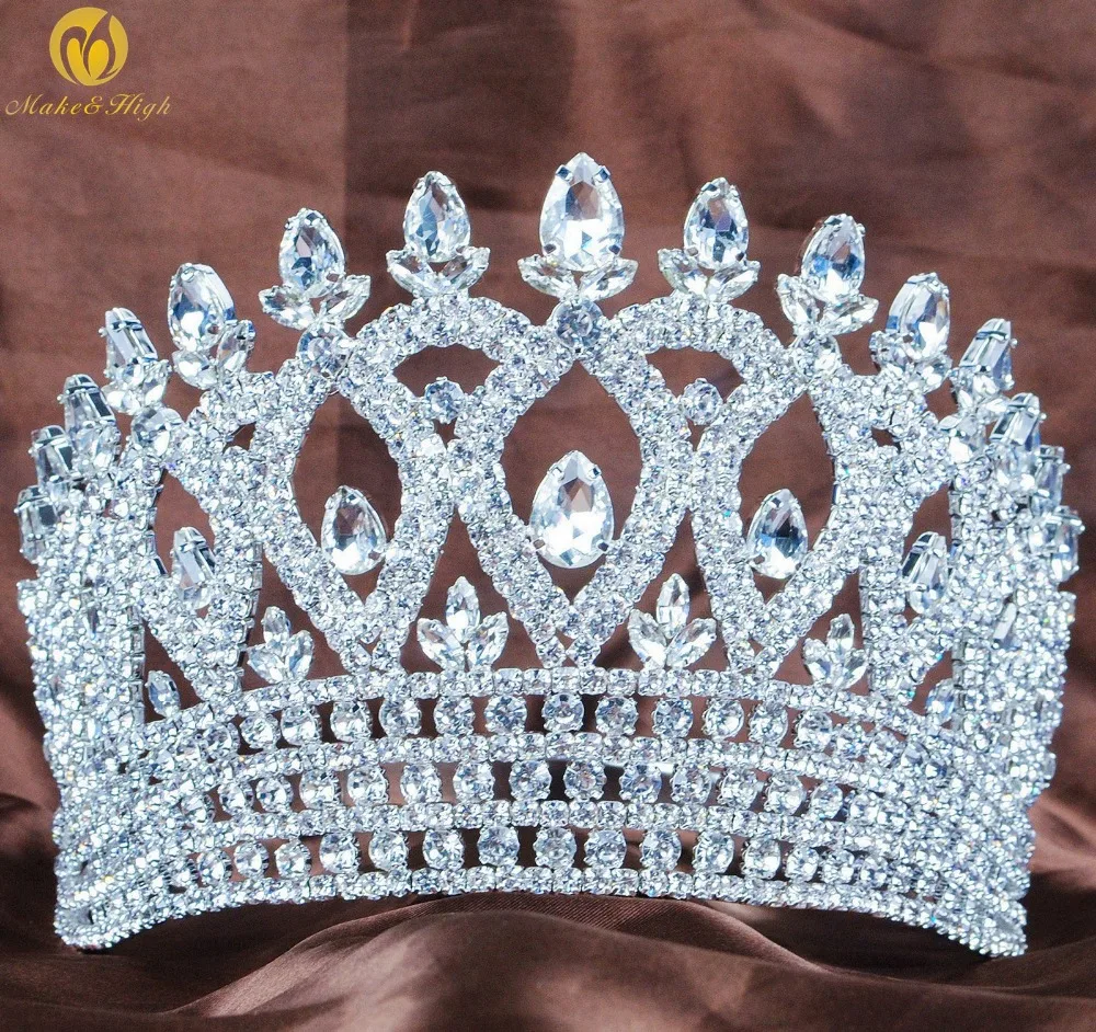 Bellezza del mondo Spettacolo Tiara Headband Sereno Austriaco Strass Crown Capelli Accessori Parata della Festa Nuziale nuziale Costumi