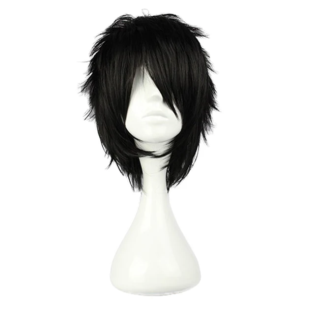 アニメデスノートl Cosかつらメンズl Lawlietショートブラック耐熱毛pelucasコスプレ衣装ウィッグ キャップ