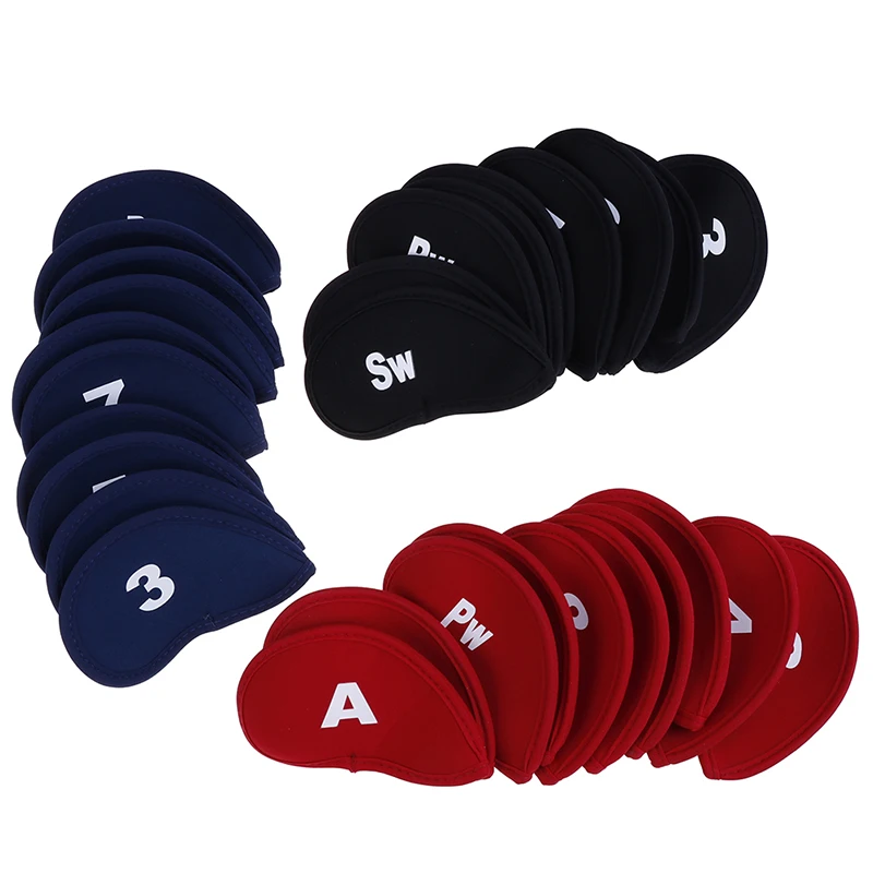 

10Pcs/set Iron Headcovers Golf Club Head Cover Iron Putter Headcover Protect Set Number Printed Head Protector Golf Accessories