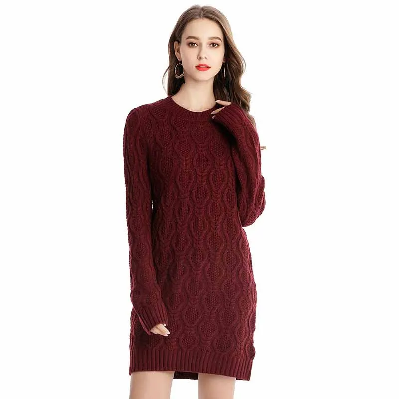 

Women Sweaters And Pullovers 2019 Europe And America Large Size Women Twisting Pullover Sweater Female Long Section Knit Dress