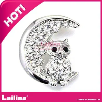 

Fashion Fancy Alloy Silver plated Moon with cute Cat rhinestone brooch Pin Jewelry 50mm