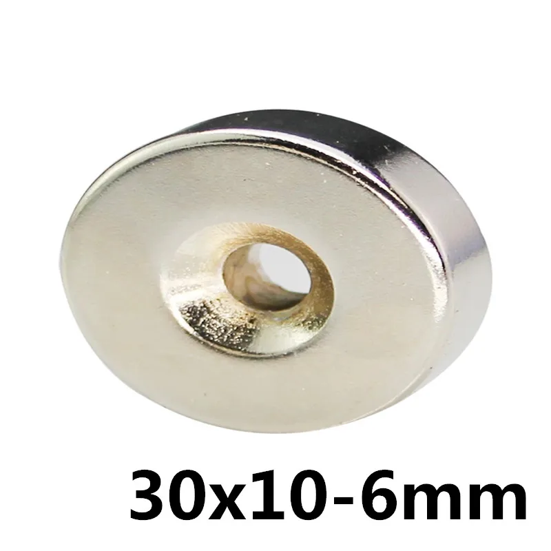1 шт. 30 мм x 10 мм отверстие 6 мм N35 супер неодимовый круглый кольцевой Постоянный Магнит 30*10-6 поисковый магнит 30x10-6мм