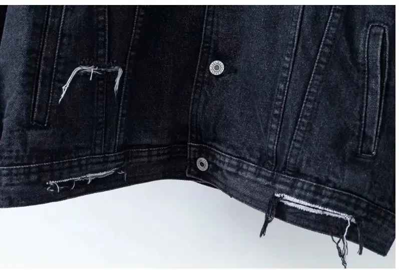Hcless новая джинсовая куртка Осенняя Новая модная женская длинная свободная джинсовая куртка с дырками