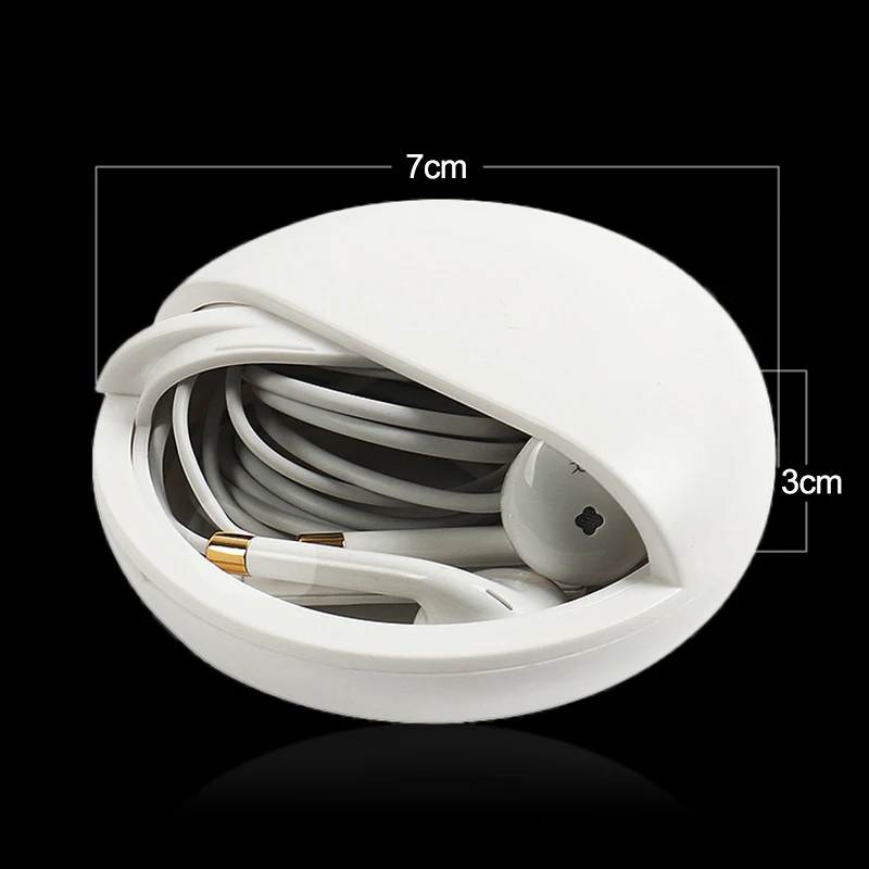 Round Earphone Wire Organizer Box Data Line Cables Storage Case Plastic Container Jewelry Headphone Protect with Rotating Cover