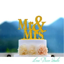 Акриловые свадебный торт топпер мистер и миссис торт топпер дизайн золото 01
