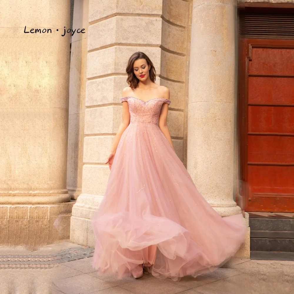 Розовые вечерние платья Lemon joyce длинные сексуальные с вырезом лодочкой без