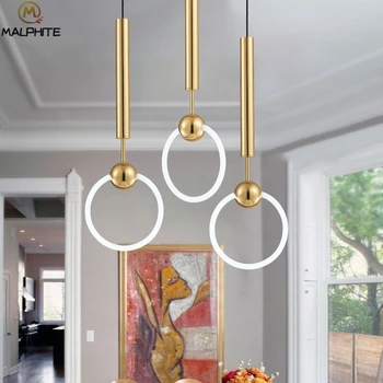 

Post-Modern Pendant Light Lustre T6 Led Ring Gold Pendant lamp For Living Room Bar Led Luminaire Suspend decor Lighting Fixtures