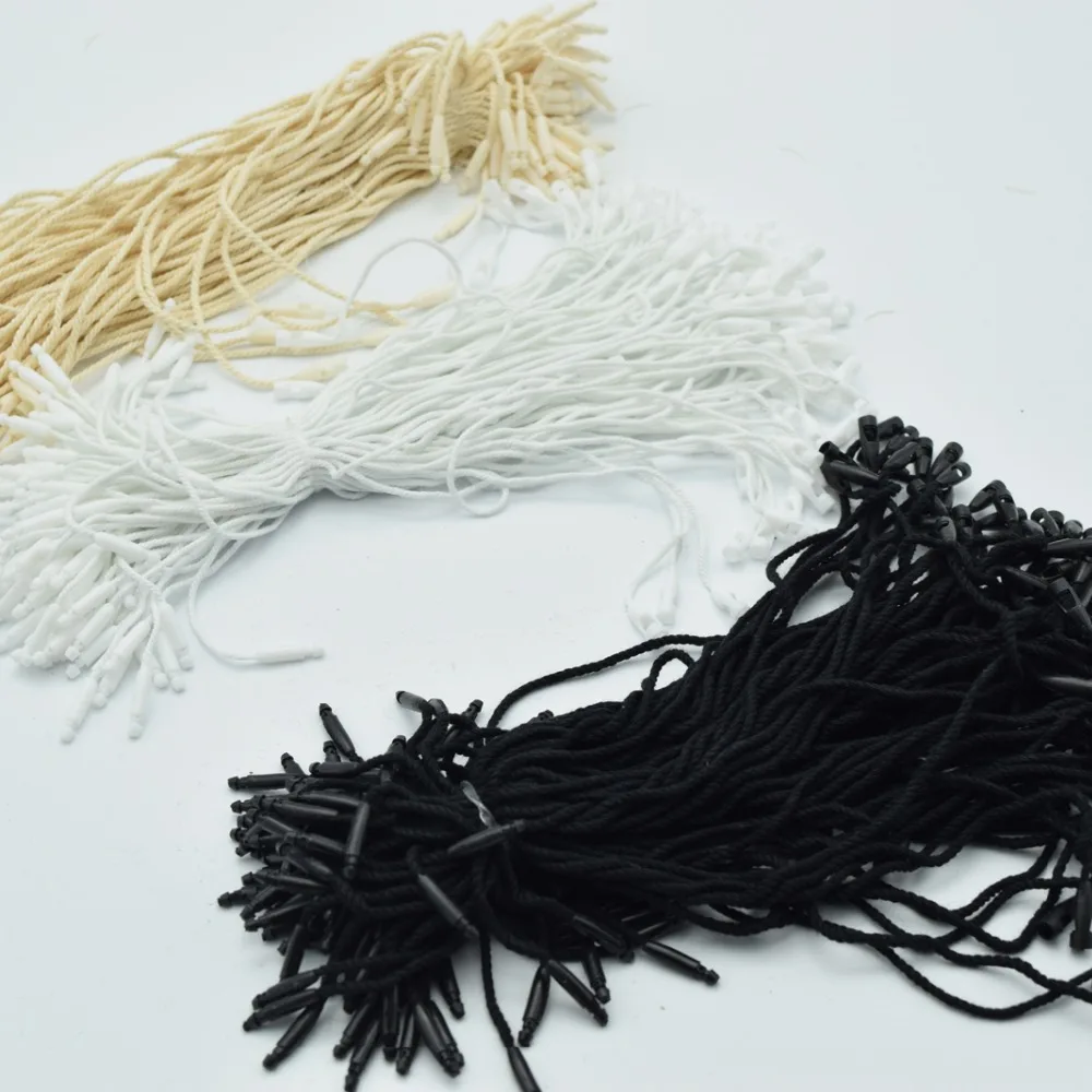 980pcs/lot Good quality Cotton clothes garment hang Tag String Snap Lock Pin Loop Fastener Ties For product tags