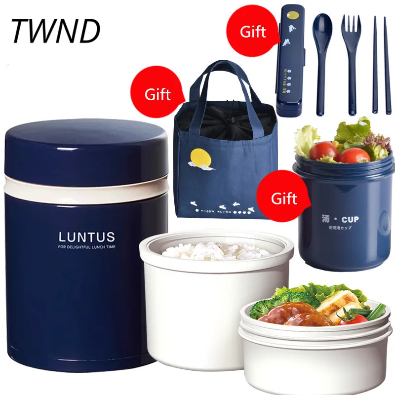 buy Japan style bento box plastic lunch box simple microwaveble man woman children tableware with bags soup box spoons 37.6