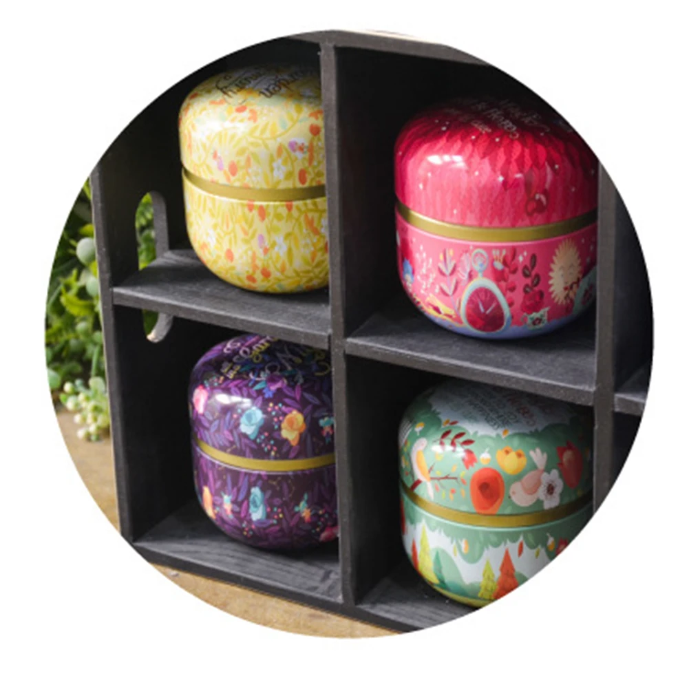 

For Kitchen Storage Box Double Layer Lid Tea Capsule Tin Coins Organizer Round Shape Sugar Case Durable Tool Home Iron Portable