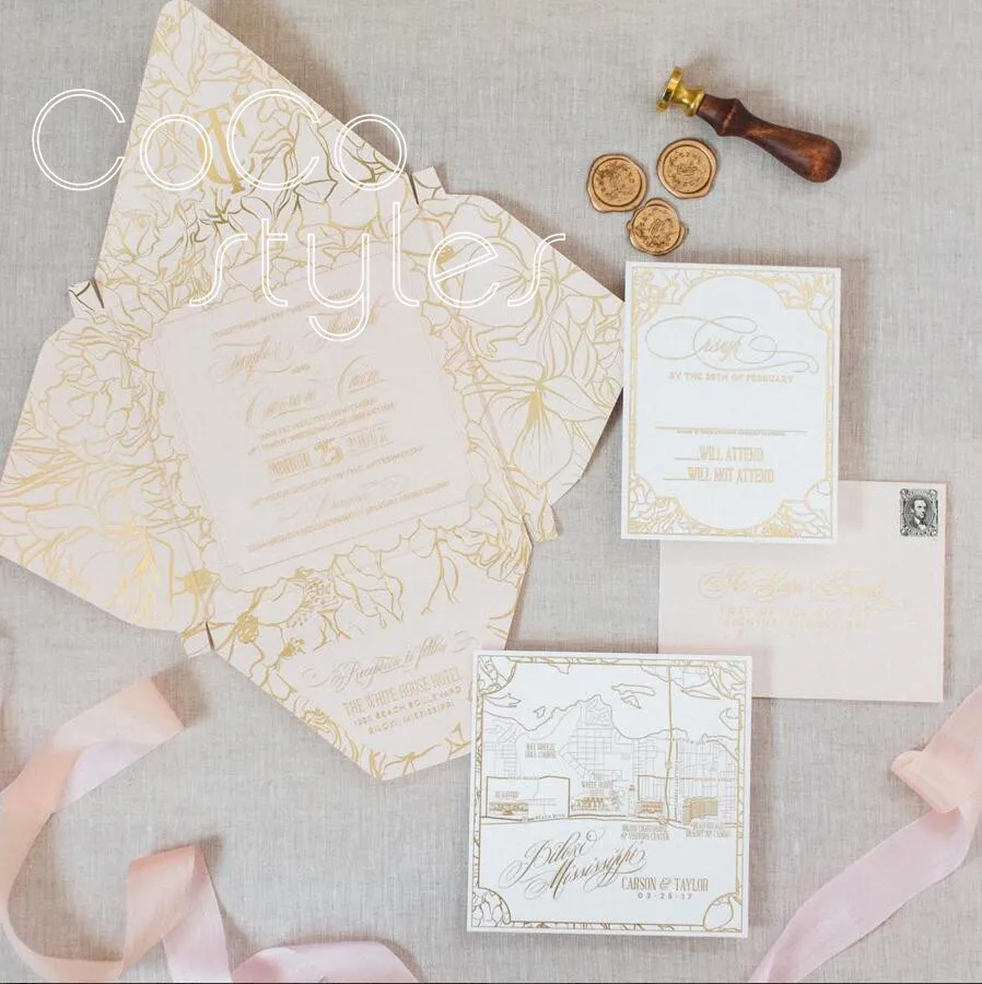 hot foiling map card for wedding2