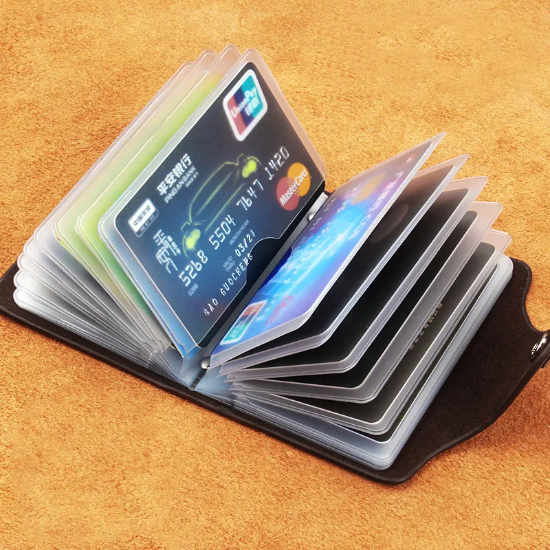 

Oufankadi Genuine Leather Man Fashion Card Holder 20 Card Slots Large Capacity ID Credit Card Case Bag Purse Wallet 4 Color