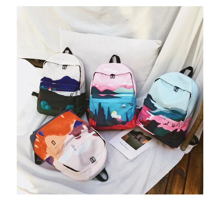 Menghuo Fresh Canvas Backpack Women Landscape School Bags for Teenagers Girls New Backpack Travel Bag Rucksack Mochilas Knapsack_34_15