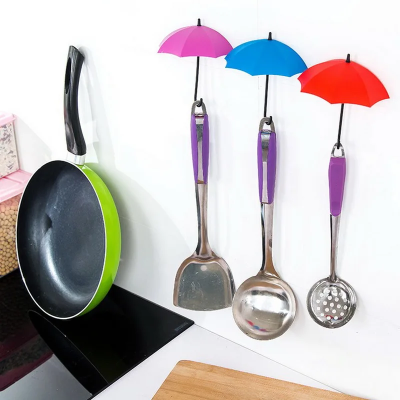 3 шт зонтик в форме крюк для хранения Творческий ногтей ключ Вешалка держатель настенный Кухня Ванная комната аксессуары для домашнего декора