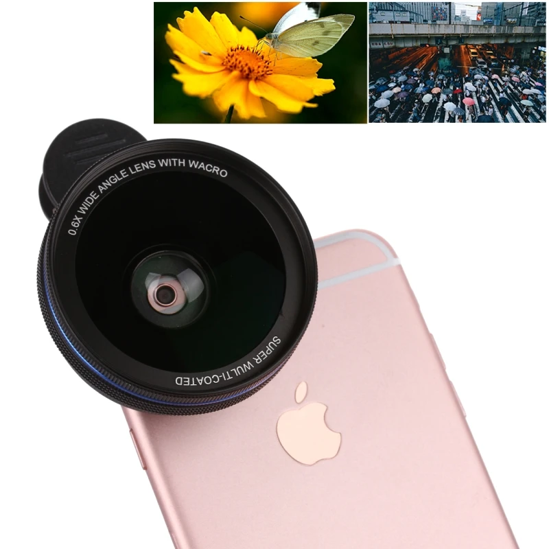 Super 0.6X Wide Angle Phone Lens Universal Metal Clip Smartphone Macro