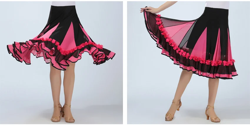 Юбка для латинских танцев для девочек, одежда для сцены и танцев, юбка для фламенко