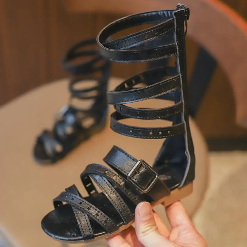 

Girls Sandals 2019 Summer Children Sandals Girls Non-slip Beach Shoes Open Toe Bling Rivet Roman Style Girl Gladiator Sandals