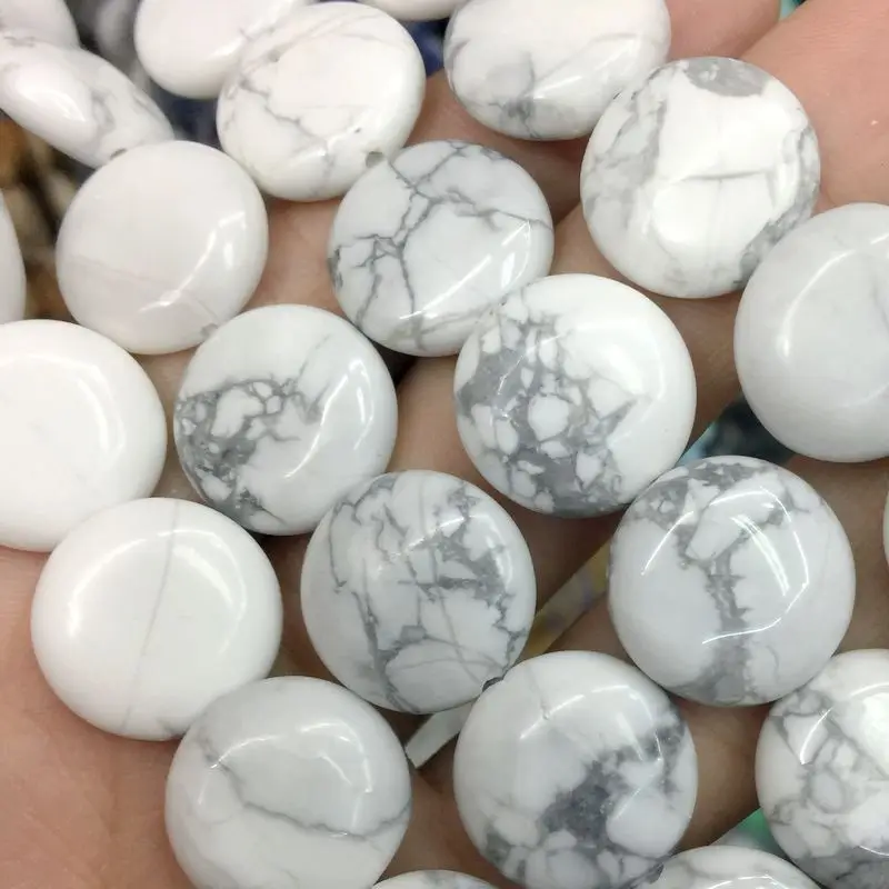 Разноцветные каменные бусины плоские монетные круглые бусины диск 14 мм слоеные для DIY изготовления ювелирных изделий Unakite Jaspers опал и т. Д - Цвет: white howlite