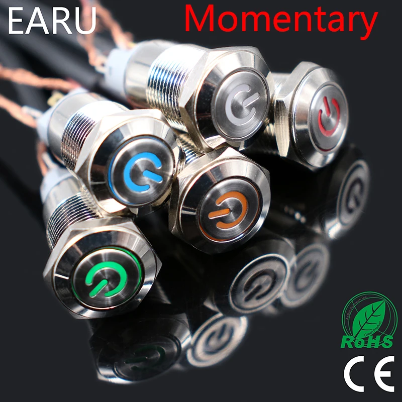 Details about   2X Durable 12V 40mm Car Push Latching Button Blue Angel Eyes Metal LED Switch 