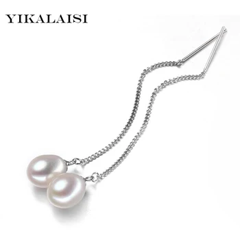 

YIKALAISI 925 Sterling Silver Natural Freshwater Drop Shape Pearl Fashion Earrings jewelry for women 8-9mm Pearl 3 Colour