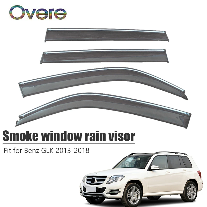Overe 4Pcs/1Set Smoke Window Rain Visor For Mercedes GLK 300 200 260 2013-2018 ABS Vent Sun Deflectors Guard Car Accessories | Автомобили