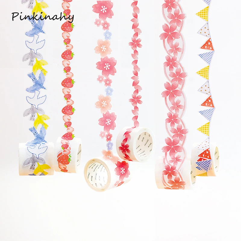 

Kawaii Japanese Strawberry Bird Petal Bullet Journal Washi Tape Set Adhesive Tape DIY Scrapbooking Sticker Label Masking Tape