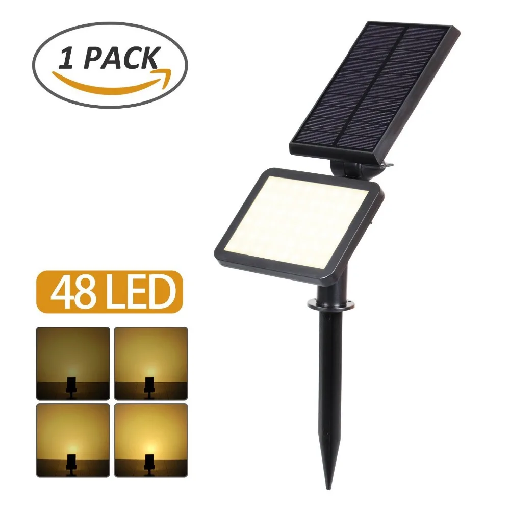 

T-SUN 48 LEDs Solar Spotlight Outdoor Landscape Wall Spotlights Waterproof Adjustable LED Solar Light for Garden Security Light