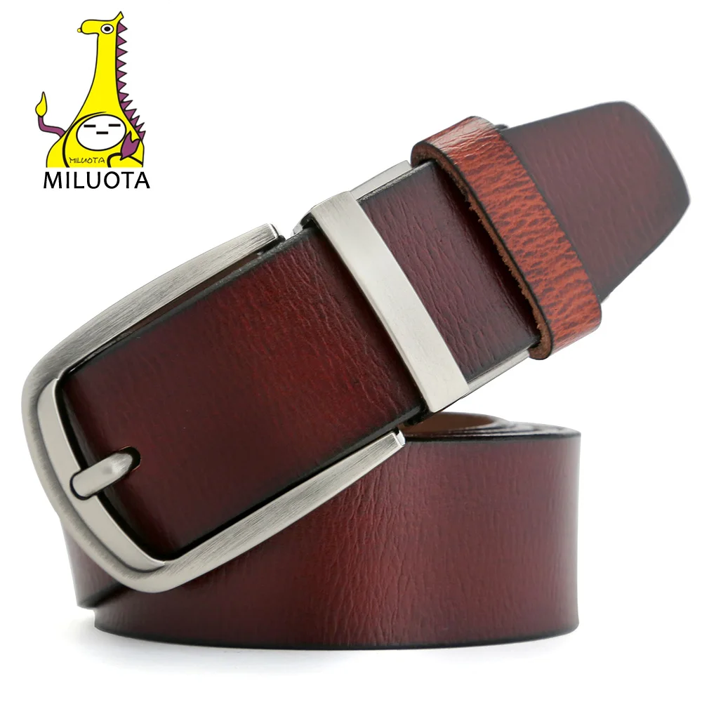 

[MILUOTA] Fashion Man Belt Brand luxury Strap Male Cowskin Rotatable Buckle Leather Reversible Belts for Men MU024