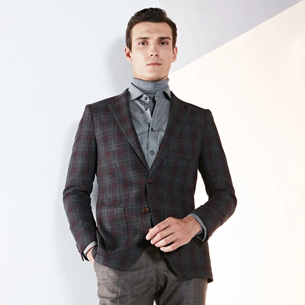 Пиджак мужчины 91% шерсть высокого качества мужские пиджаки 2018 осень smart casual однобортный коричневый серый плед с длинным рукавом мужская оде... Пиджак мужчины 91% шерсть высокого качества мужские пиджаки 2018 осень smart casual однобортный коричневый серый плед с длинным рукавом мужская оде...